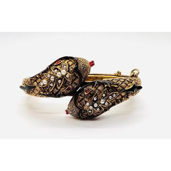 ART Arthur Pepper Double Headed Snake Bracelet Signed VINTAGE EUC - Picture 1 of 7